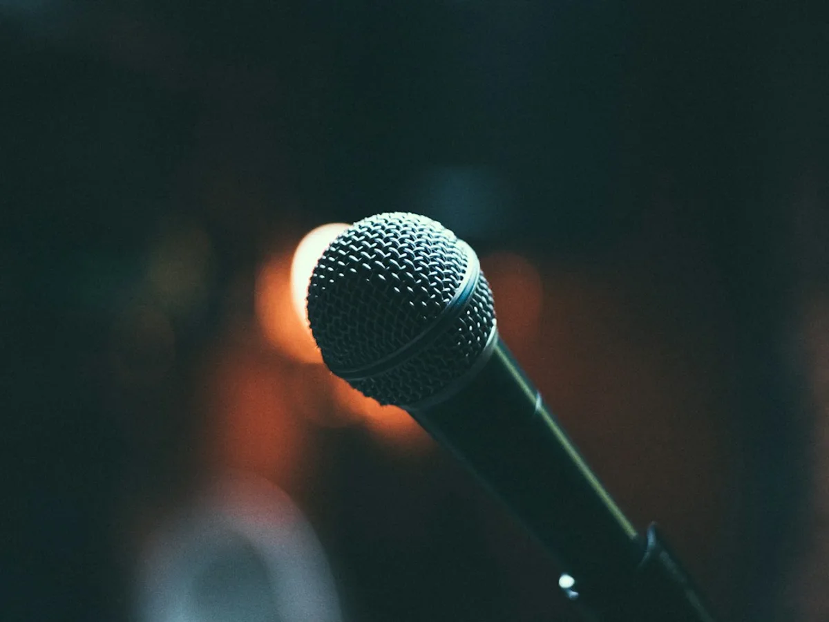 Microphone ready for a recorded presentation