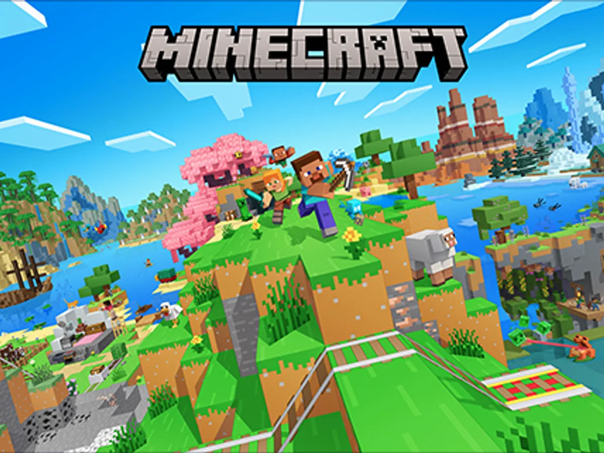 Official Minecraft artwork showing a block-built world